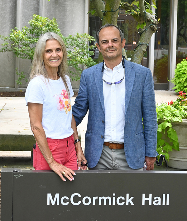 L-R : Flavia Cardarelli and Raul Radovitzky in front of McCormick Hall
