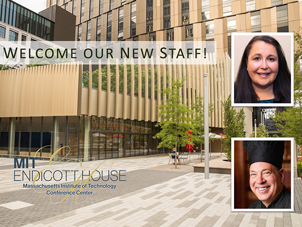 Poster with 2 new staff at Endicott House